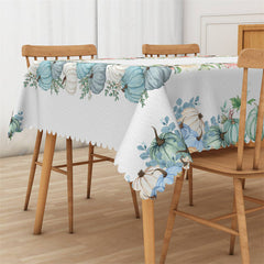 Lofaris Blue White Pumpkins Pink Flowers Kictchen Tablecloth