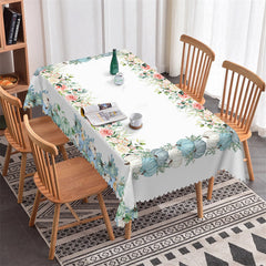 Lofaris Blue White Pumpkins Pink Flowers Kictchen Tablecloth