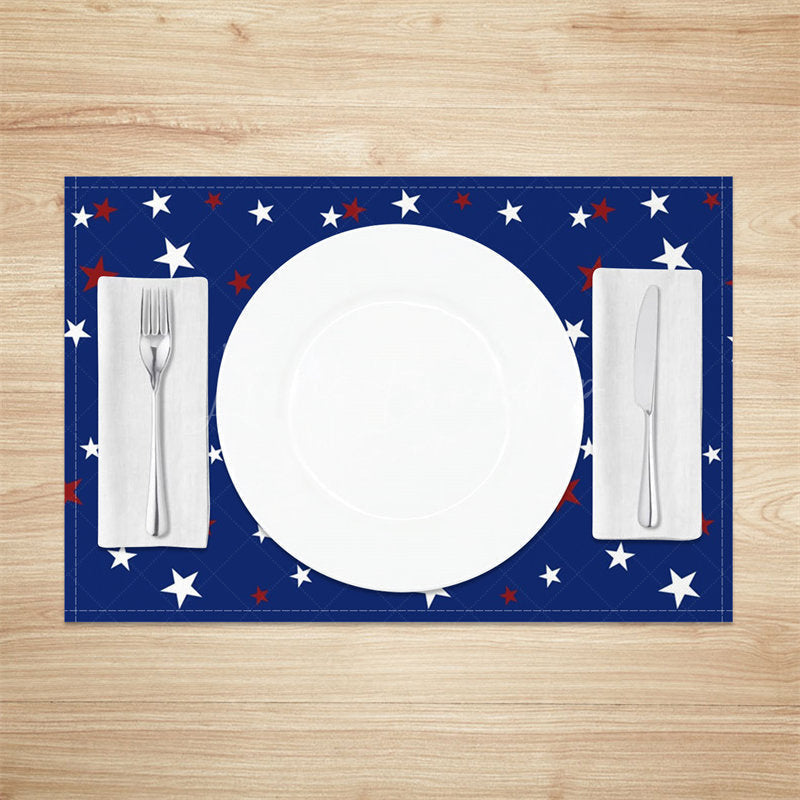 Lofaris Blue White Red Little Star Dining Set Of 4 Placemats