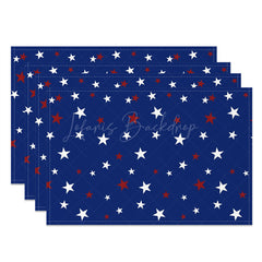 Lofaris Blue White Red Little Star Dining Set Of 4 Placemats