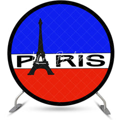 Lofaris Blue White Red Paris Eiffel Tower Round Backdrop