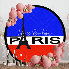 Lofaris Blue White Red Paris Eiffel Tower Round Backdrop