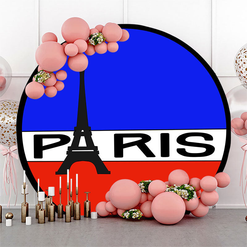 Lofaris Blue White Red Paris Eiffel Tower Round Backdrop