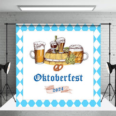 Lofaris Blue White Rhombus 2024 Oktoberfest Party Backdrop