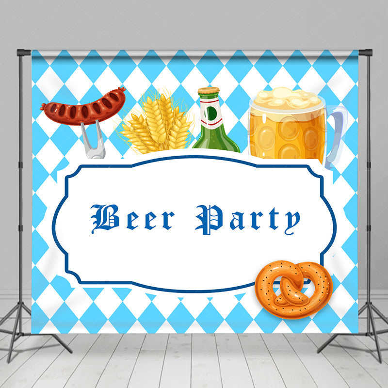 Lofaris Blue White Rhombus Oktoberfest Beer Party Backdrop