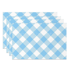 Lofaris Blue White Rhombus Plaid Dining Set Of 4 Placemats