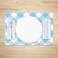 Lofaris Blue White Rhombus Plaid Dining Set Of 4 Placemats