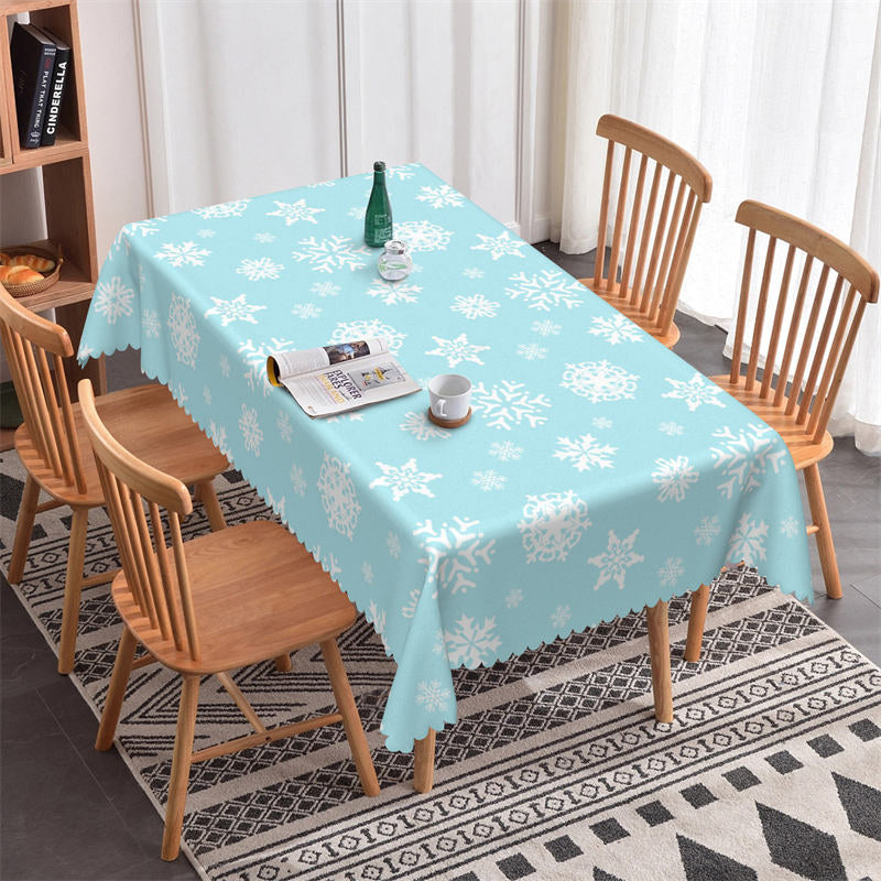 Lofaris Blue White Snowflake Christmas Dining Room Tablecloth