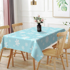 Lofaris Blue White Snowflake Christmas Dining Room Tablecloth