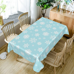 Lofaris Blue White Snowflake Christmas Dining Room Tablecloth