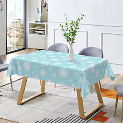 Lofaris Blue White Snowflake Christmas Dining Room Tablecloth