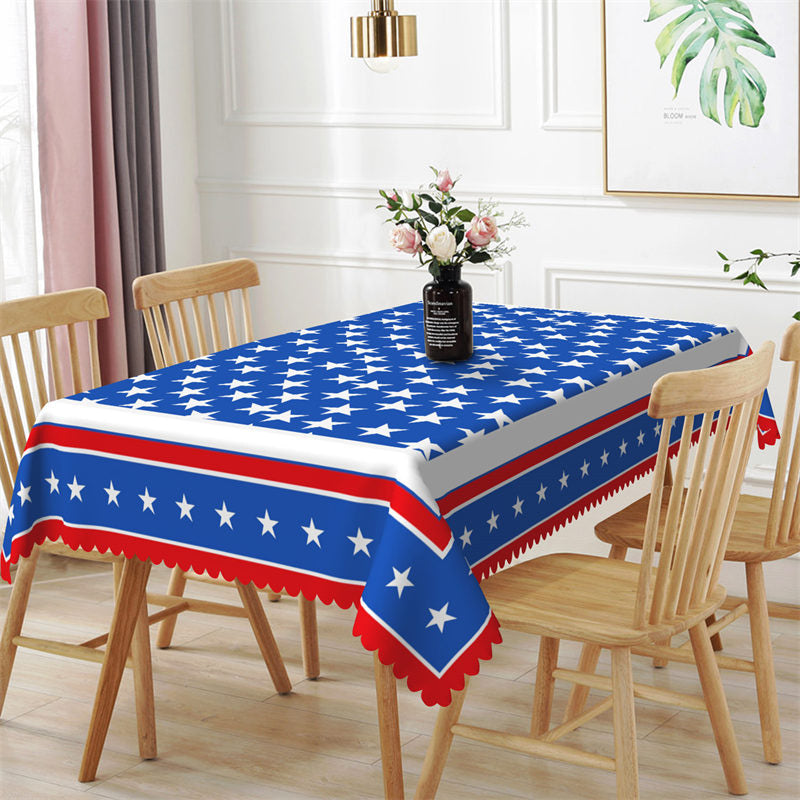 Lofaris Blue White Star Pattern Step And Repeat Tablecloth