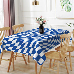 Lofaris Blue White Twisted Grid Simple Rectangle Tablecloth