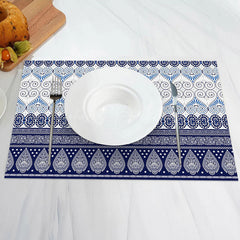 Lofaris Blue White Vintage Repeat Pattern Set Of 4 Placemats