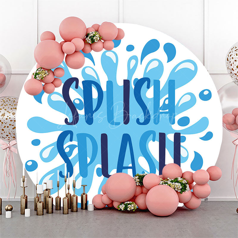 Lofaris Blue White Water Splish Splash Round Party Backdrop