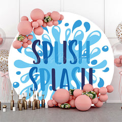 Lofaris Blue White Water Splish Splash Round Party Backdrop