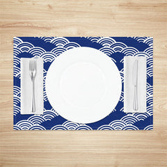 Lofaris Blue White Wavy Pattern Modern Set Of 4 Placemats