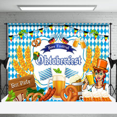 Lofaris Blue White Wheat Oktoberfest Beer Party Backdrop