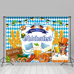 Lofaris Blue White Wheat Oktoberfest Beer Party Backdrop