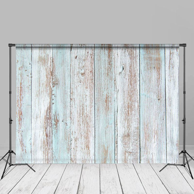 Lofaris Blue Whitewish Mottled Retro Wood Photo Backdrop