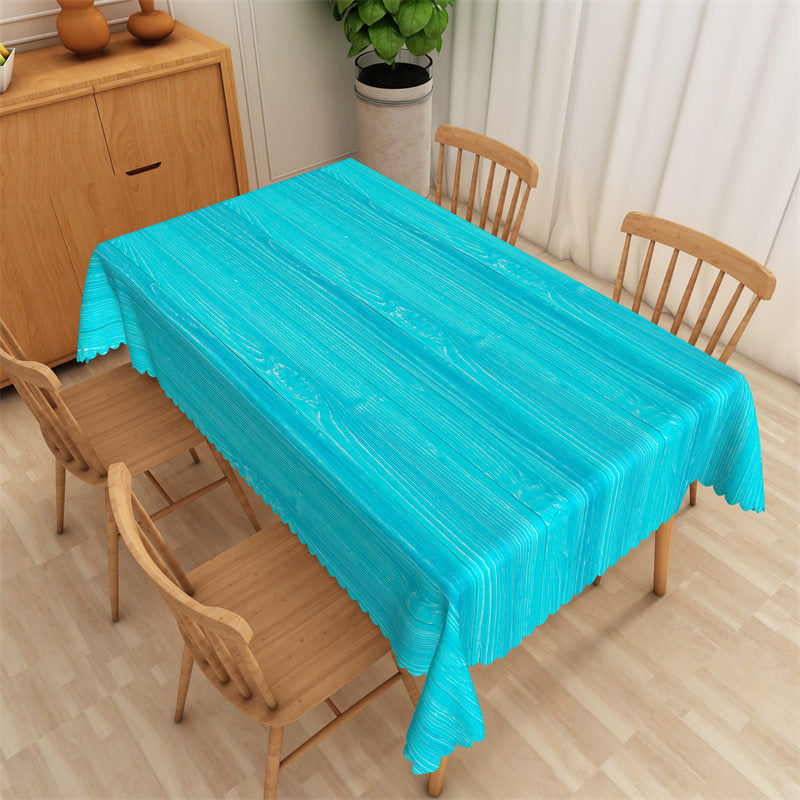 Lofaris Blue Wood Texture Dining Room Rectangle Tablecloth