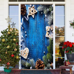 Lofaris Blue? Wooden Wall Green Leaves Christmas Door Cover