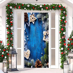 Lofaris Blue? Wooden Wall Green Leaves Christmas Door Cover