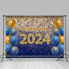 Lofaris Blue Yellow Balloons Glitter Graduation Backdrop