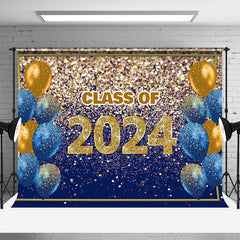 Lofaris Blue Yellow Balloons Glitter Graduation Backdrop