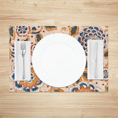 Lofaris Blue Yellow Flowers Cloth Dining Set Of 4 Placemats