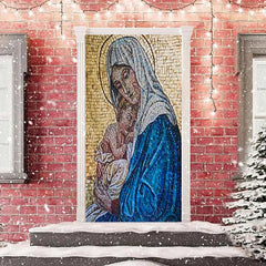 Lofaris Blue Yellow Holy Woman Baby Christmas Door Cover