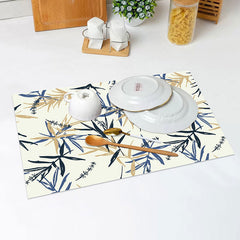 Lofaris Blue Yellow Leaf Abstract Vintage Set Of 4 Placemats