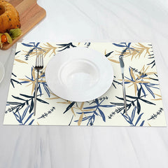 Lofaris Blue Yellow Leaf Abstract Vintage Set Of 4 Placemats