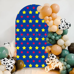 Lofaris Blue Yellow Red Stars Birthday Party Arch Backdrop