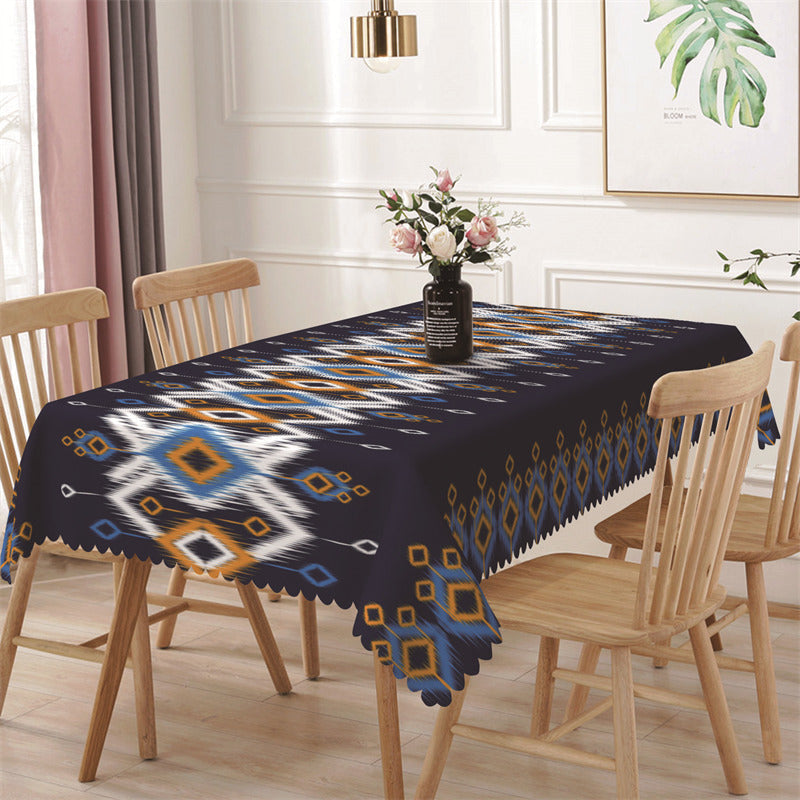 Lofaris Blue Yellow White Rhombus Vague Rectangle Tablecloth