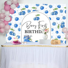 Lofaris Blueberry Jam Jar Plaid Boy 1St Birthday Backdrop