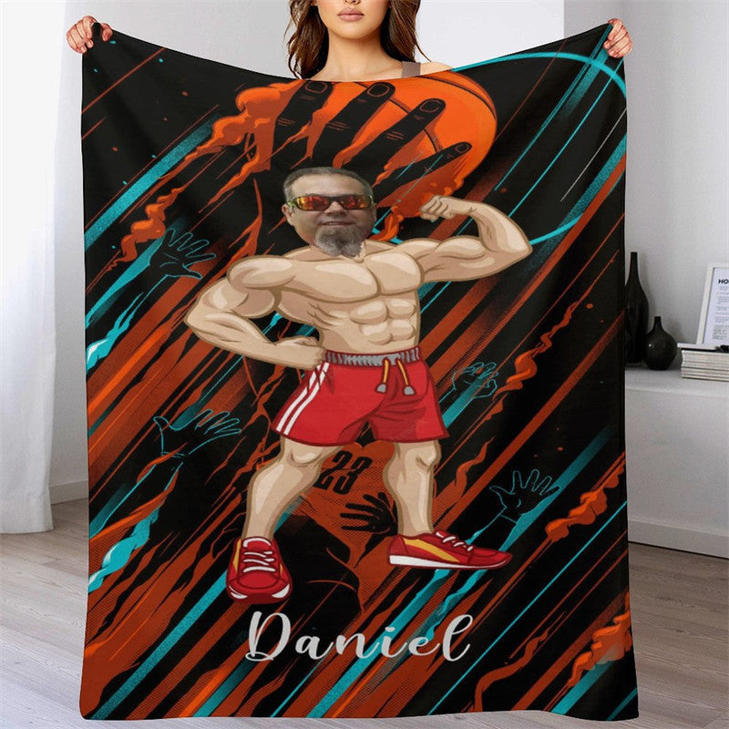 Lofaris Bodybuilding Hoopster Basketball Sports Custom Blanket