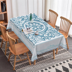 Lofaris Bohemia Blue Floral Totem Rectangle Tablecloth