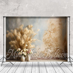 Lofaris Bohemia Bulrush Flowers Vase Retro Wall Backdrop