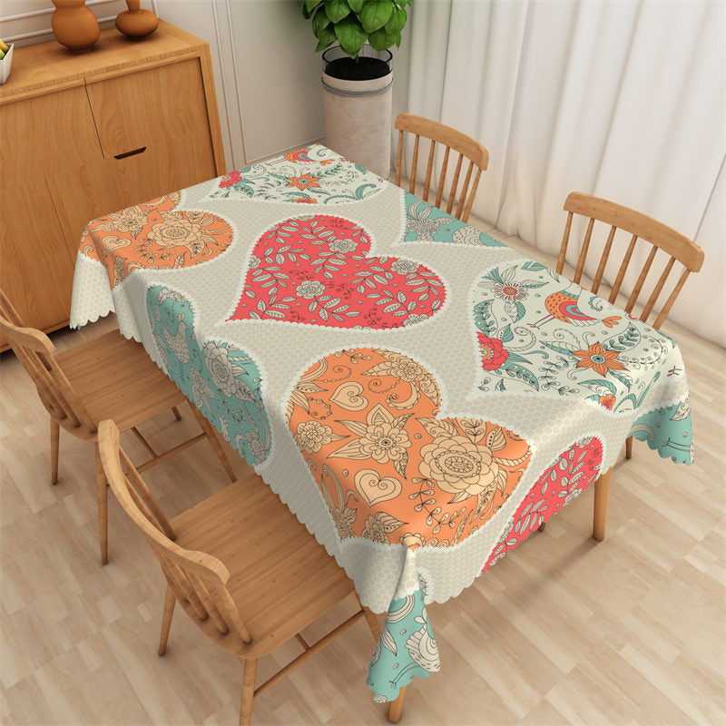 Lofaris Bohemian Floral Heart Decorative Rectangle Tablecloth