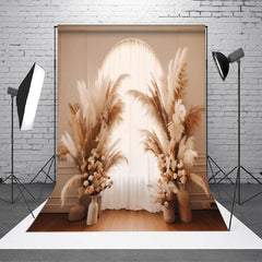 Lofaris Bohemian Reed Rice Arch Window Wedding Backdrop