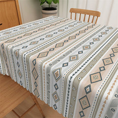 Lofaris Bohemian Vintage Beige Diamond Pattern Tablecloth