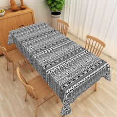 Lofaris Boho Black And White Geometric Pattern Tablecloth