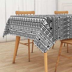 Lofaris Boho Black And White Geometric Pattern Tablecloth