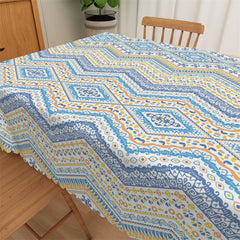 Lofaris Boho Blue Yellow African Style Pattern Tablecloth