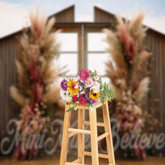 Lofaris Boho Dried Flower Door Outdoor Backdrop For Photo