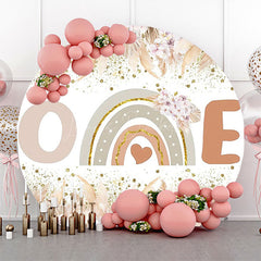 Lofaris Boho Feather Rainbow Round 1st Birthday Backdrop