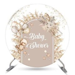 Lofaris Boho Floral Bear Balloon Round Baby Shower Backdrop