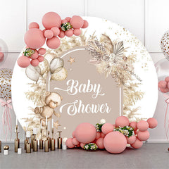 Lofaris Boho Floral Bear Balloon Round Baby Shower Backdrop