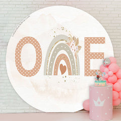 Lofaris Boho Floral Rainbow 1st Birthday Round Backdrop